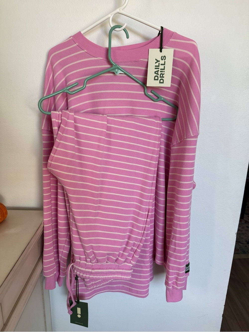 Daily Drills Taffy and Cream Striped Thermal Women’s Lounge Set